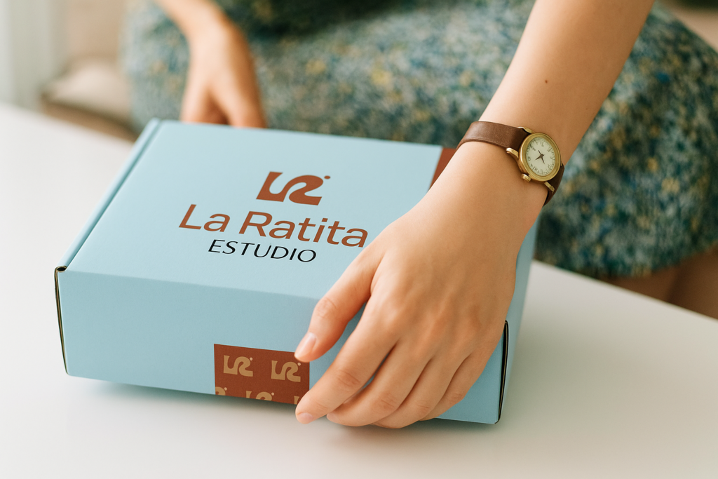 ideas de regalo, caja azul La Ratita Estudio