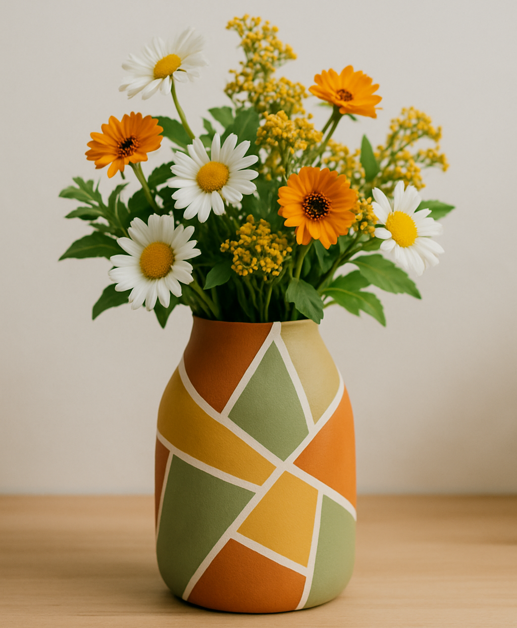 Jarrón geométrico tierra